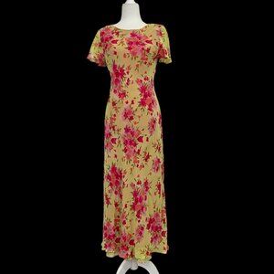 Talbots Vtg Floral Short Sleeve 4 Dress Y2k Ruffle Tiered